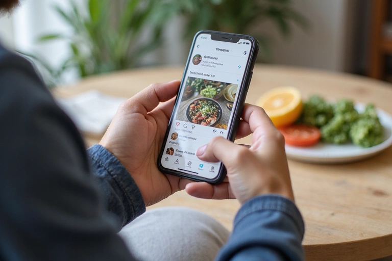 Osoba przeglądająca media społecznościowe na telefonie